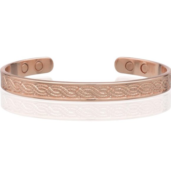 High Quality Solid Copper Magnetic Bracelet Classic Braided Design Cuff Bangle - Picture 1 of 1